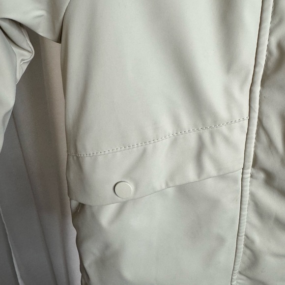 Zara Kids Unisex Beige Waterproof Rubberized Raincoat Hooded Jacket Faux Fur - Picture 6 of 7